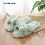 Anti Slip EVA Sole Womens Fuzzy Slipper With Grid Bottom