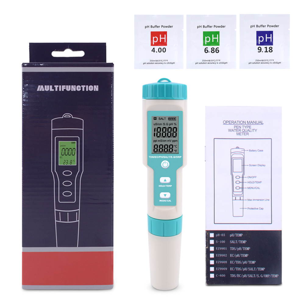 2024 Digital 7 in 1 Salinity TDS Units Water Tester for pH/TDS/EC/TEMP Measurement