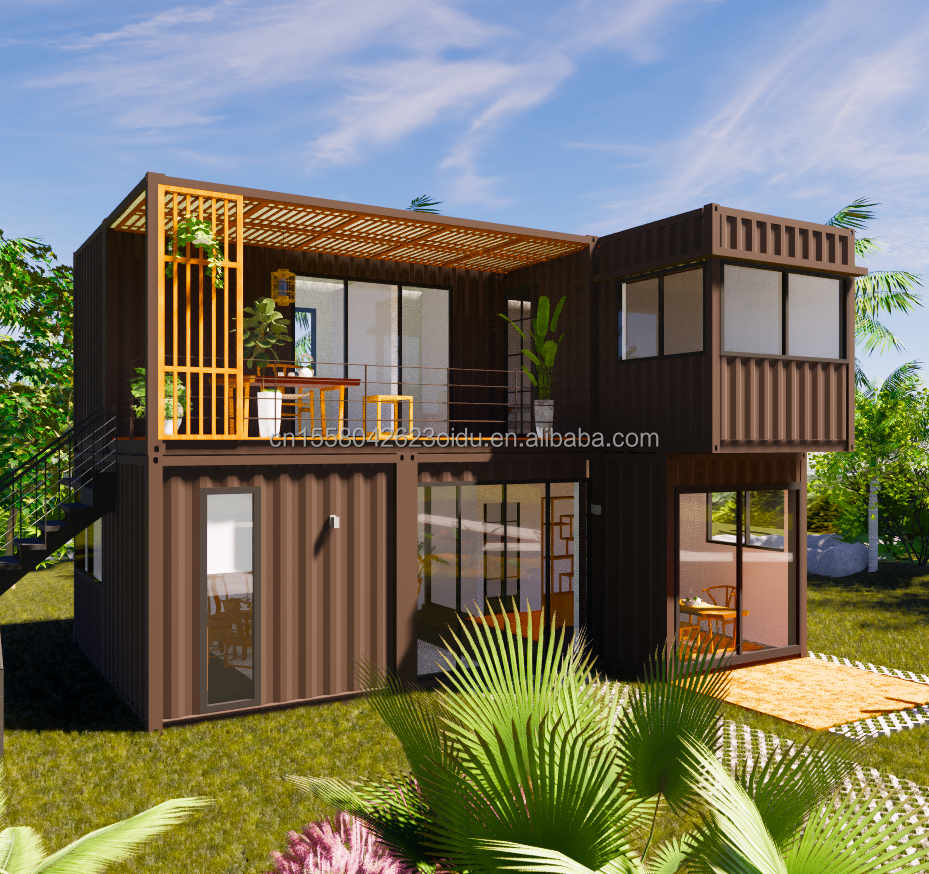 Customized Color 20ft Flat Pack Living Steel Frame Modular Home Prefab Sandwich Panel Shipping 3 Bedroom Container House