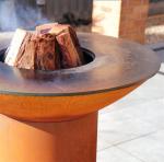 Tall Round Base Camping Cooking Corten Steel BBQ Grill Barbecue