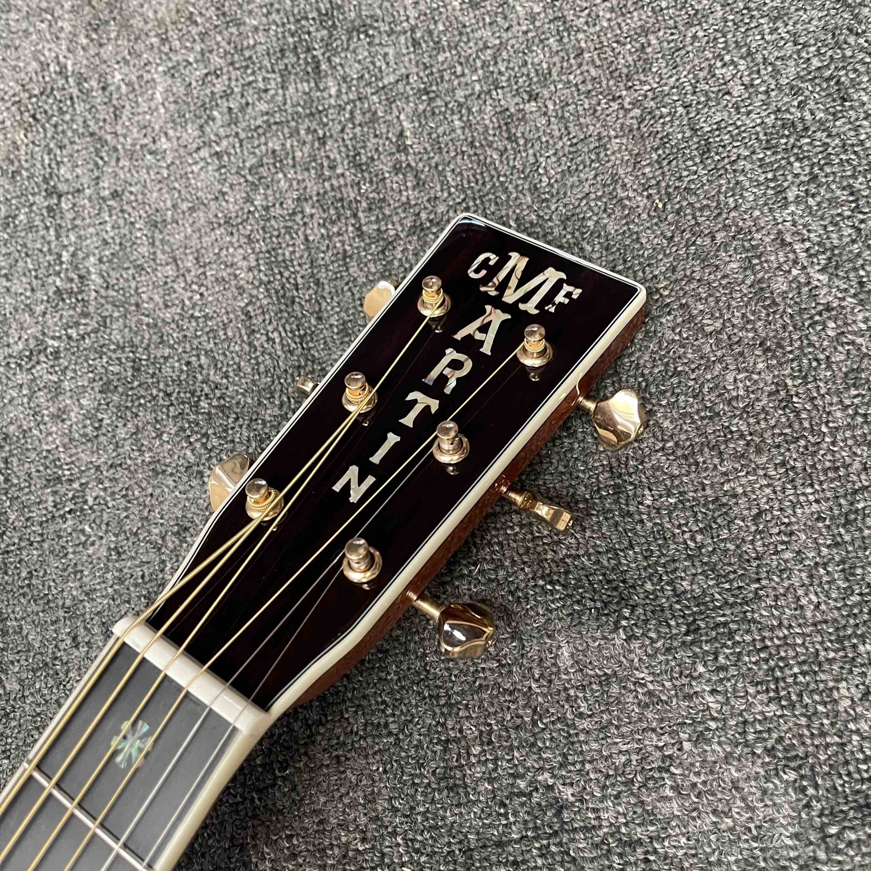 Custom Solid Spruce OM Body Solid Rosewood Back Side Acoustic Electric Guitar Abalone Binding