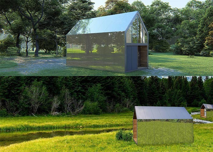 Loft Mirror Modern Prefabricated Modular Homes With Four Piece Suit Bedding