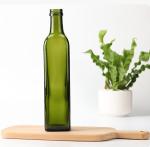 Collar Material Glass Dark Green Square Bottles 250ml 500ml 700ml for Cooking