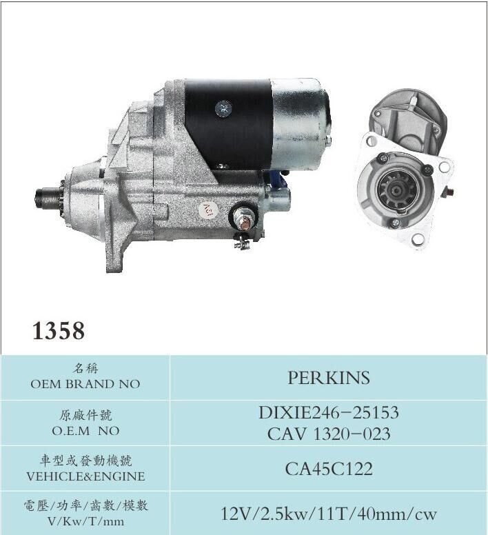 Timely Delivery Nippondenso PERKINS Engine Starter Motor DIXIE246-25153 CAV 1320-023 CA45C122
