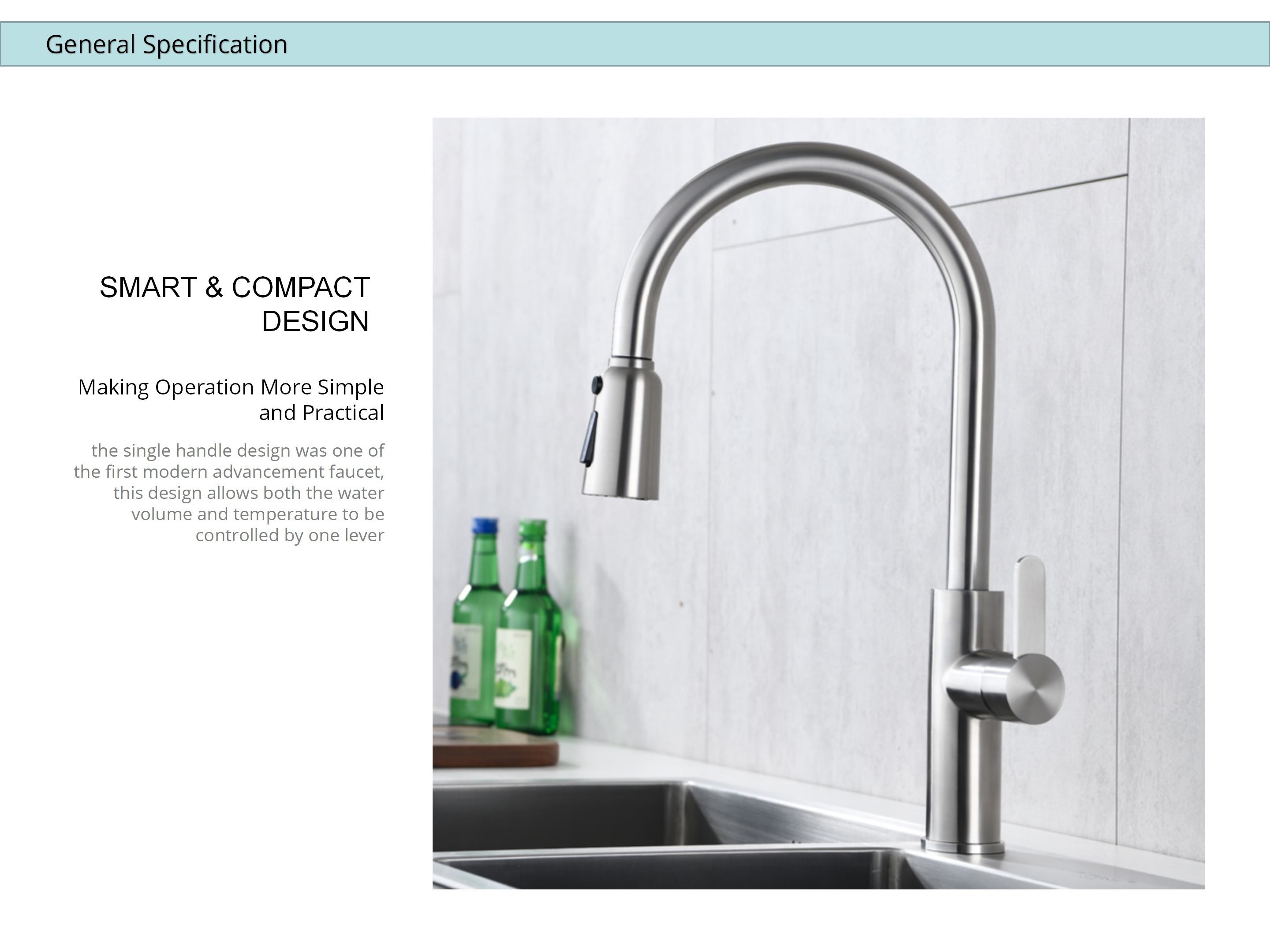 CUPC 18/10 Stainless Steel Kitchen Water Faucets With Extendable Hose
