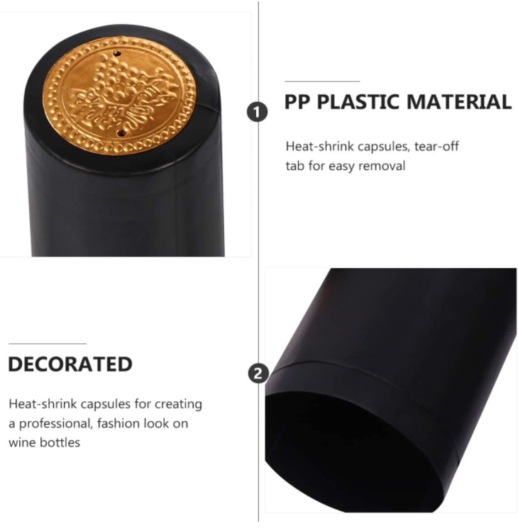 Custom Size Clear PVC Plastic Heat Shrink Capsules for Wine and Liquor Bottle Closures
