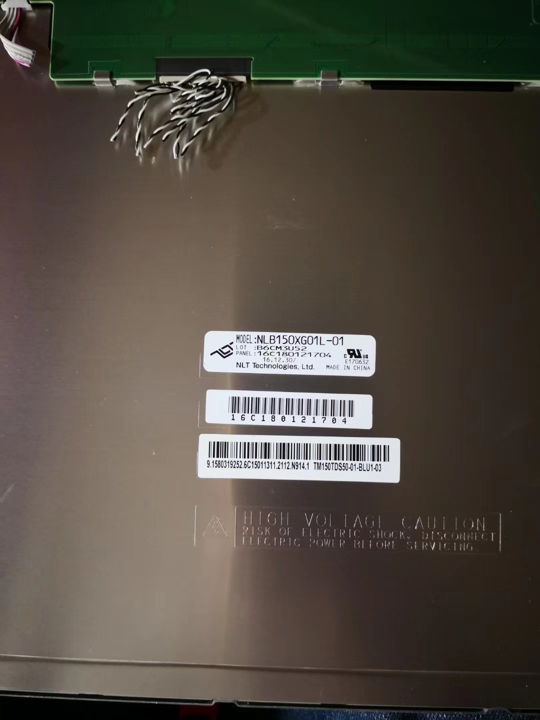 NLT 15" 20 Pin Industrial LCD Display 1024*768 Pixels 400CD/M2 NLB150XG01L-01
