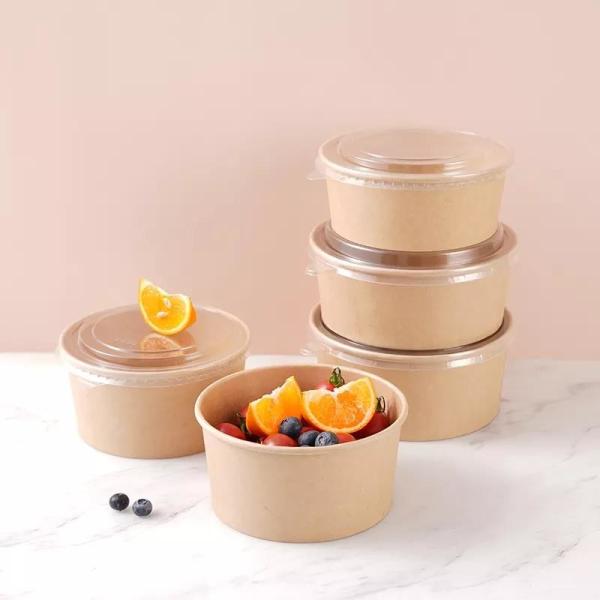 Ice Cream Brown Eco Friendly 9oz Kraft Paper Salad Bowl Salad Paper Bowl With