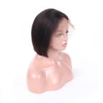 Natural Black Virgin Hair Lace Wigs / Pre Plucked Human Hair Bob Cut Wigs