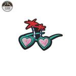 Retro Glasses Embroidery Designs Patches Eco Friendly Material For Clothing