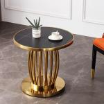 Marble Table Top Sofa Side Table Stainless Steel Edge Circle End Table