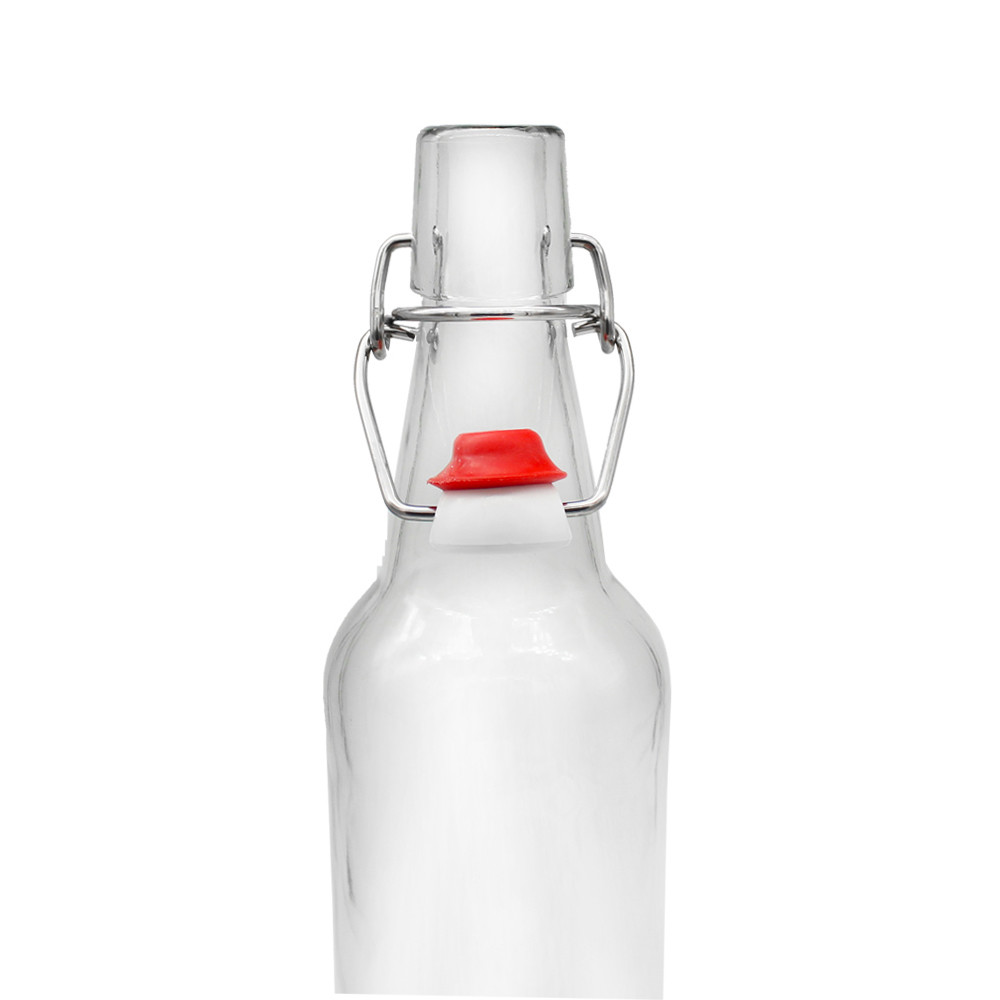 Bordeaux Flat Bottom Swing Top Lid Glass Wine Bottle Clear 500ml 750Ml With Caps