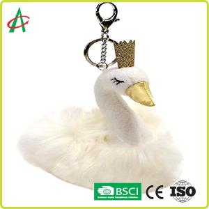 Quality CPSIA Stuffed Swan Princess Flash Key Chain For Girls wholesale
