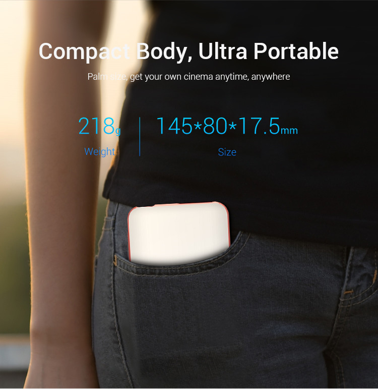 LED Mini DLP Android Pocket Projector For Mobile Outdoor Travel 5000MAH Rechargeable Battery