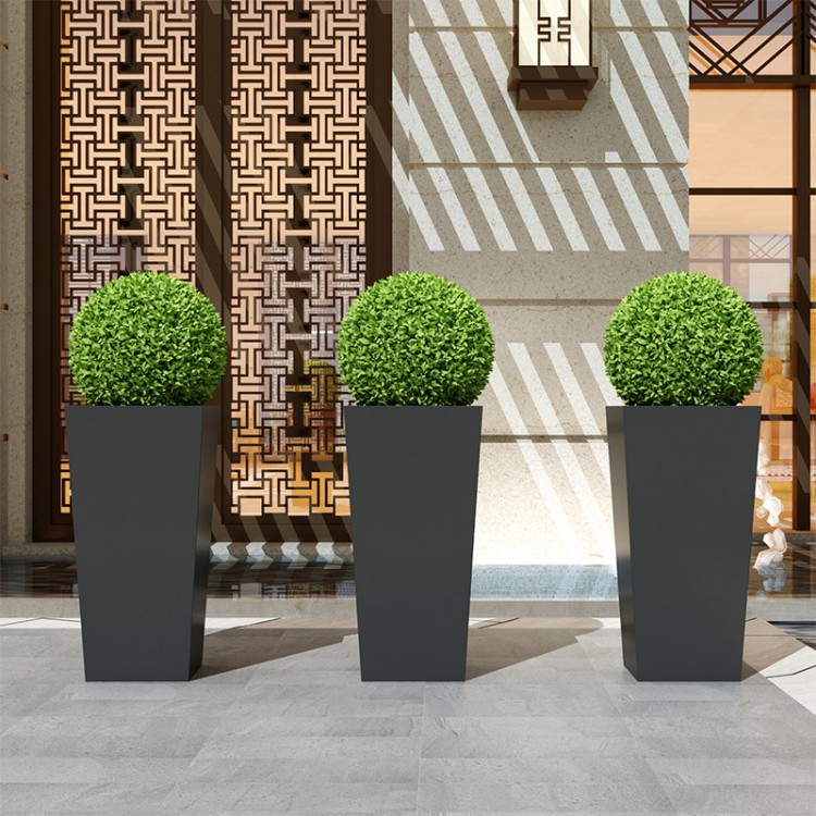 Outdoor restaurants large square planter metal flower pot