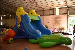 Quality Small Tortoise Inflatable Water Slide / Cute Blow Up Seahorse PVC Slide With Pool wholesale