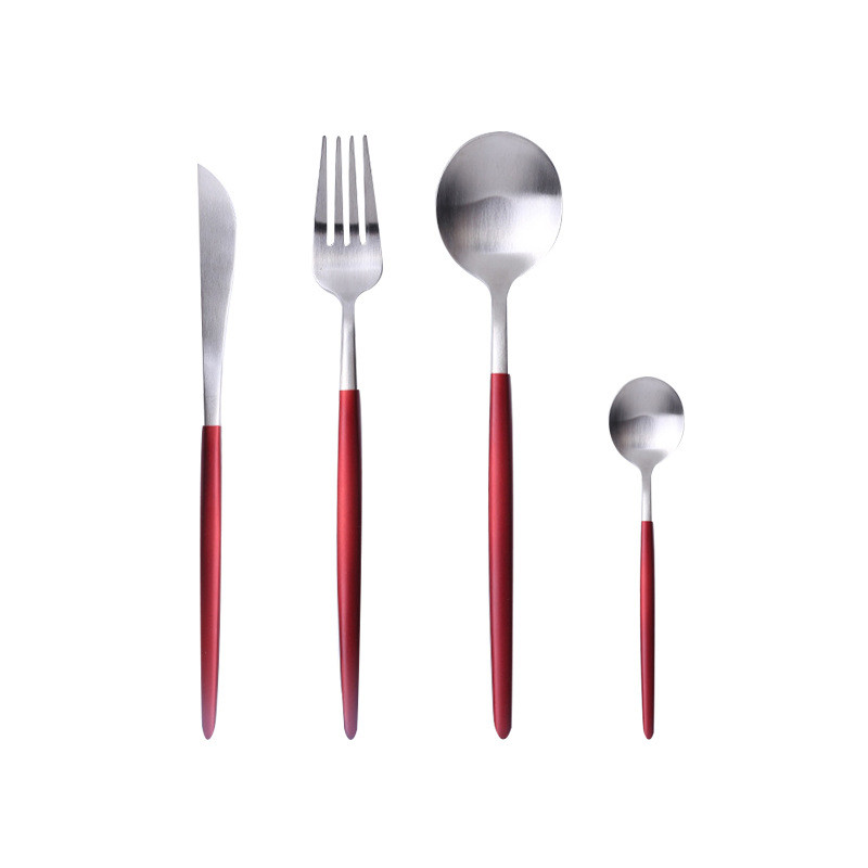 SGS 4 Piece Kitchen Flatware Sets 18/8 Stainless Steel Gold Plated Spoon And Fork