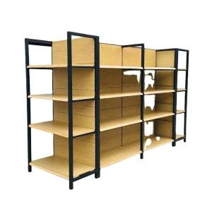 Quality Factory customized color size wood grain shelf store supermarket supplies shelves gondola supermarket shelf wholesale