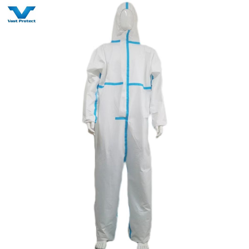 En14126 CE Disposable White Microporous Hooded Nonwoven Coverall