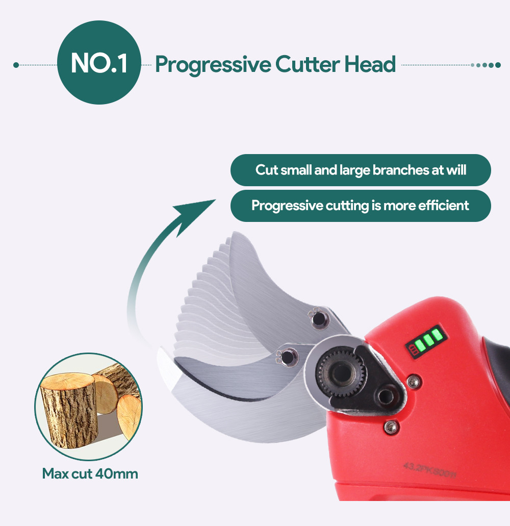 Swansoft 4.0CM Electric Pruning Shears Pruners Scissors for Pruning with LED Display Finger Protection/Progressive Cut