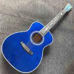 Custom OM Body Acoustic Electric Guitar Real Abalone Inlays Ebony Fingerboard