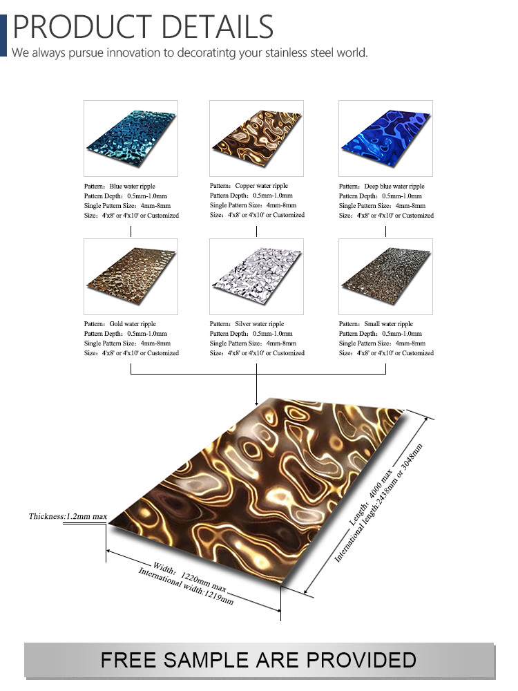 304 Colour Coated Steel Sheets Decorative Metal Wall Panels 0.8mm x 1219mm x 2438mm