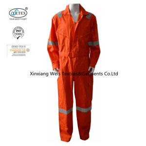 Quality XS Orange 100 Cotton Reflective Lightweight FR Coveralls wholesale