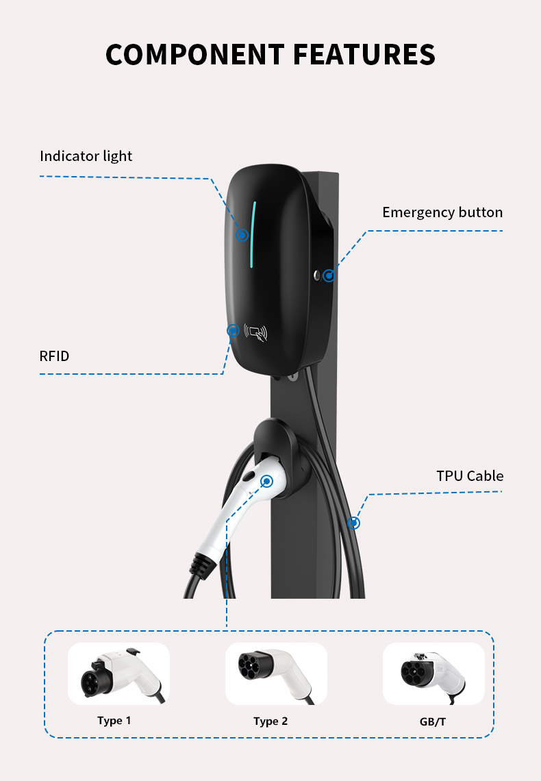 Smart Wallbox Electric Vehicle Charger with 11kw Output Power and 50Hz Grid Frequency