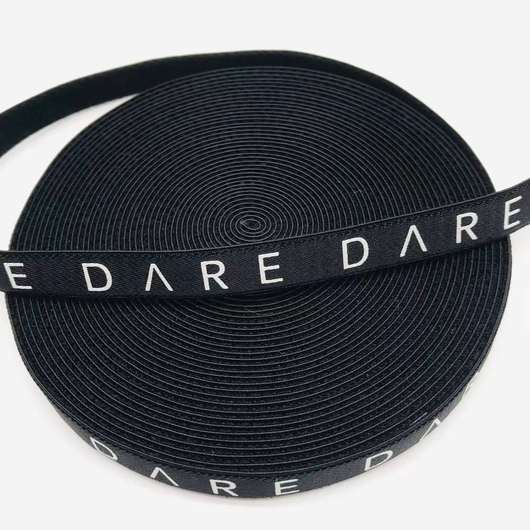 Wholesale High Quality 10MM Custom Brand Logo Jacquard Woven Soft Nylon Elastic Webbing Band For Bra Strap