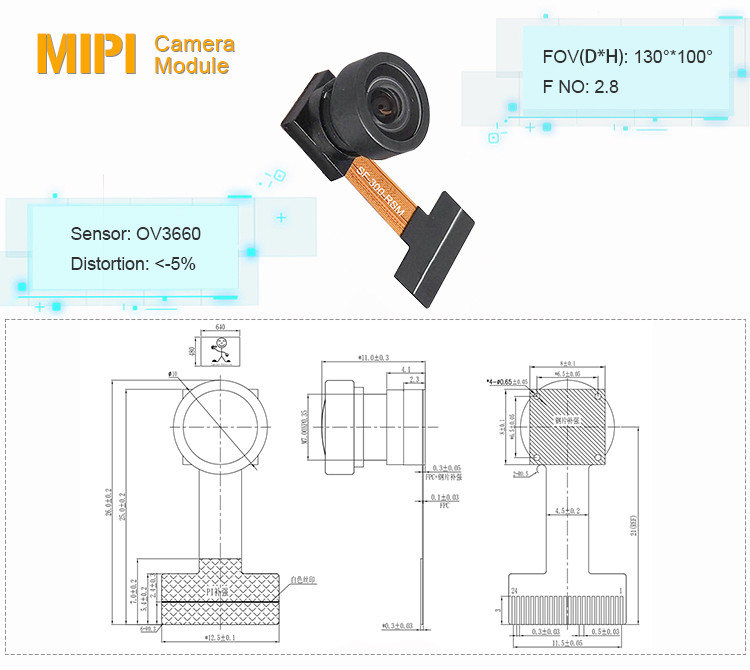 3MP ESP32 Cam Module OV3660 Cmos Sensor Wide Angle Fisheye Camera Module For ATM