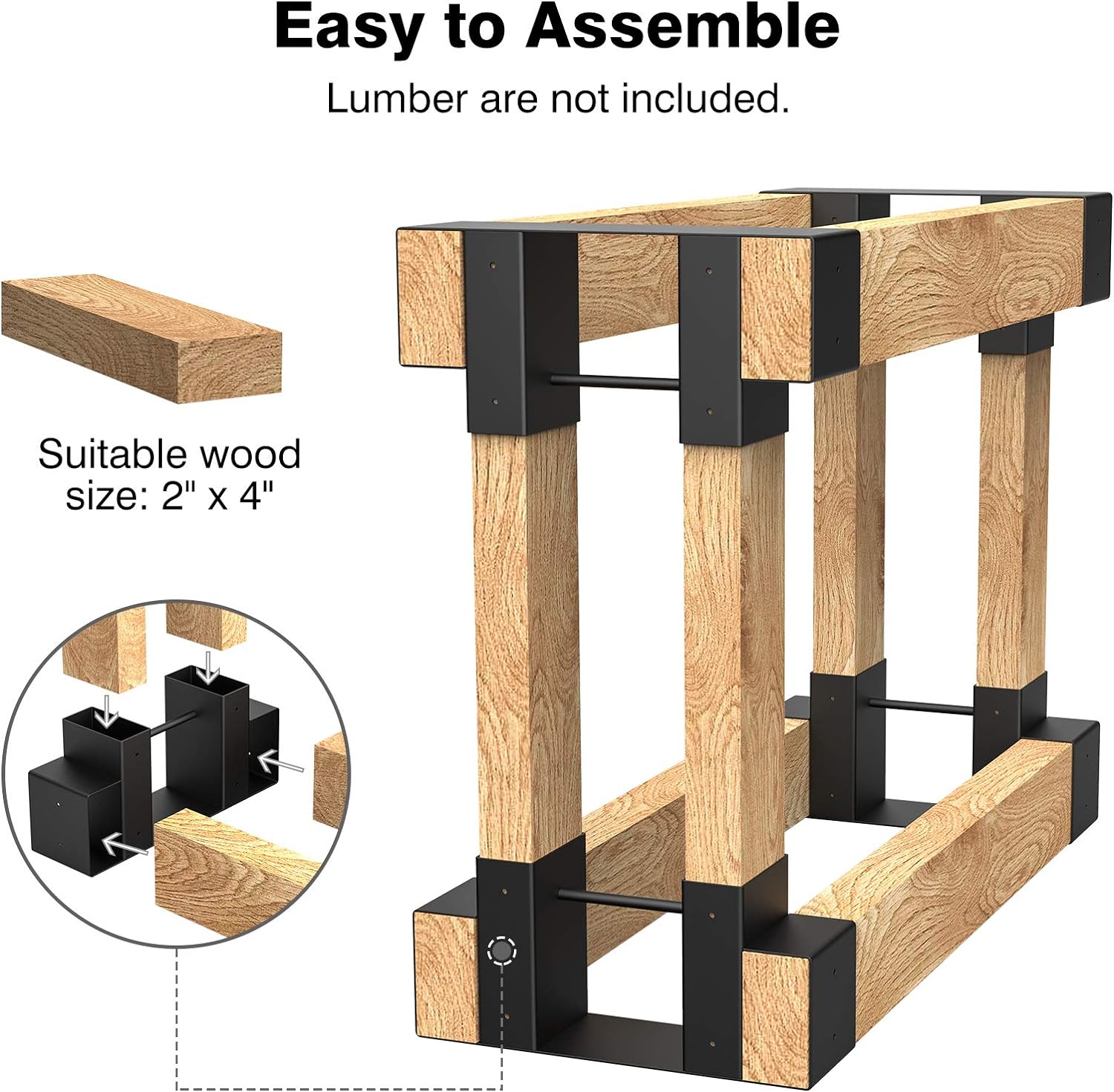 Easy to Carry and Store Firewood Rack Heavy Duty Brackets Kit for Indoor and Outdoor