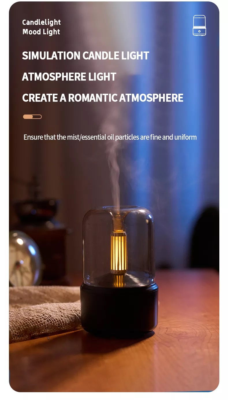 H2o Spray Mist Maker Fogger Aroma Diffuser Essential Oil Car Air Humidifier Mini Atmosphere Simulation Candle Light Humidifier