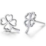 Fashion Korea Style Jewelry 925 Silver Plated Four Leaf Clover Flower Stud