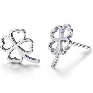Quality Fashion Korea Style Jewelry 925 Silver Plated Four Leaf Clover Flower Stud Earrings (EESTUD07) wholesale