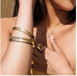 Dia 2.3in Gold Rhinestone Bracelet Luxury Wristband Embellished Bangles