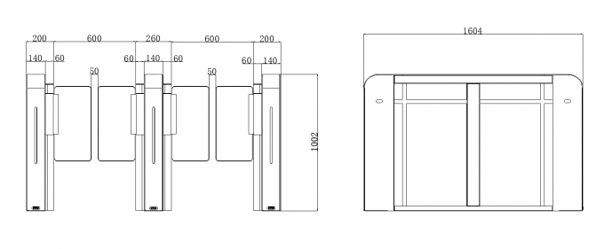 Alluminum Alloy Pedestrian Speed Gate SUS304 Stainless Steel With Gold 1