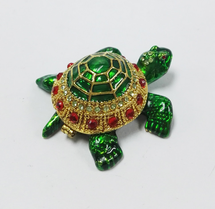 Mini Turtle trinket jewelry box petwer metal jewelry box diamond decoration gifts box