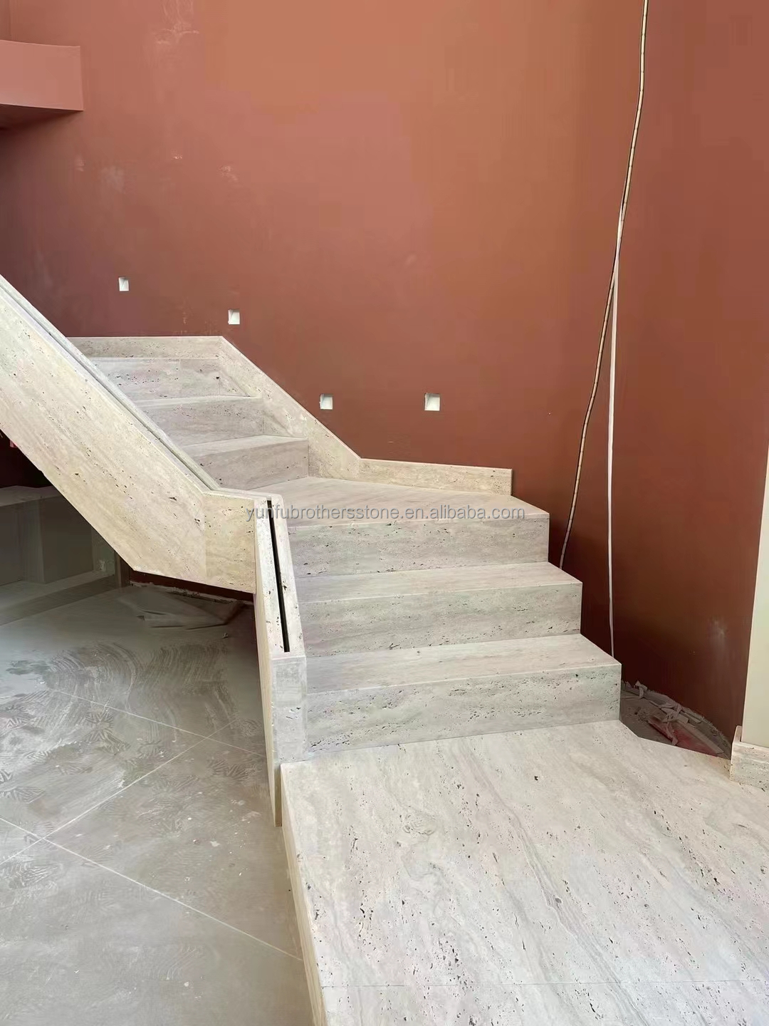 12x24 Inch Size Grey Veins Beige Travertine Floor Slab at Good in Modern Design Style