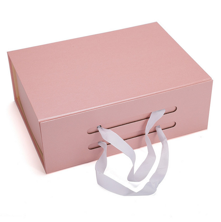 Wholesale custom design luxury magnetic flat folding gift box with silk ribbon