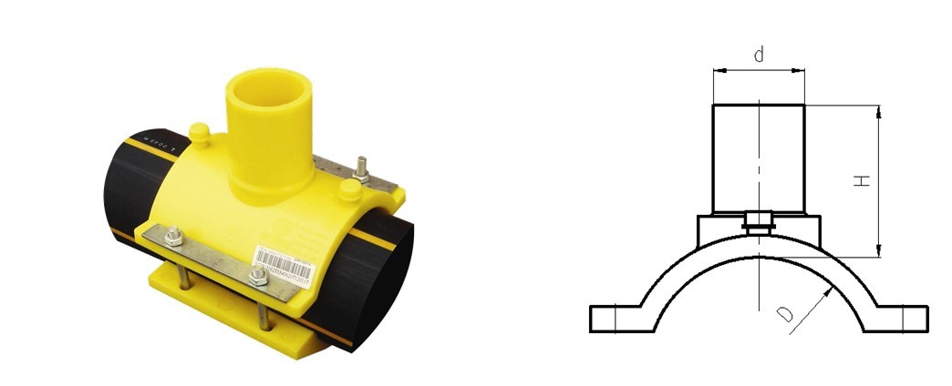 PE DN63-DN250 SDR11 Straight Saddle PE Electrofusion Fittings