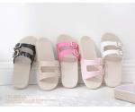 Classic Ladies Double Buckle Slipper , Flat Footed Open Toe Adjustable Slippers