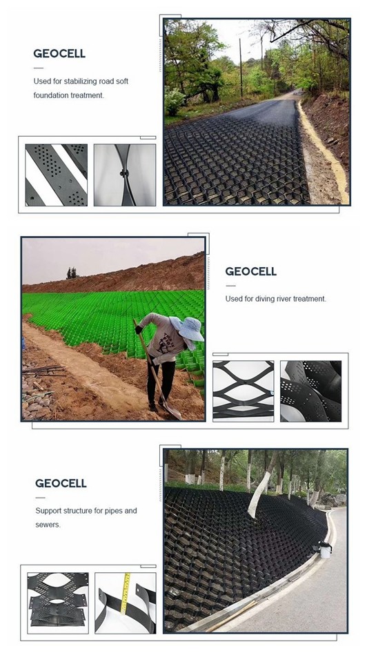 1.1-1.8mm Plastic HDPE Geocell Erosion Control For Road Construction