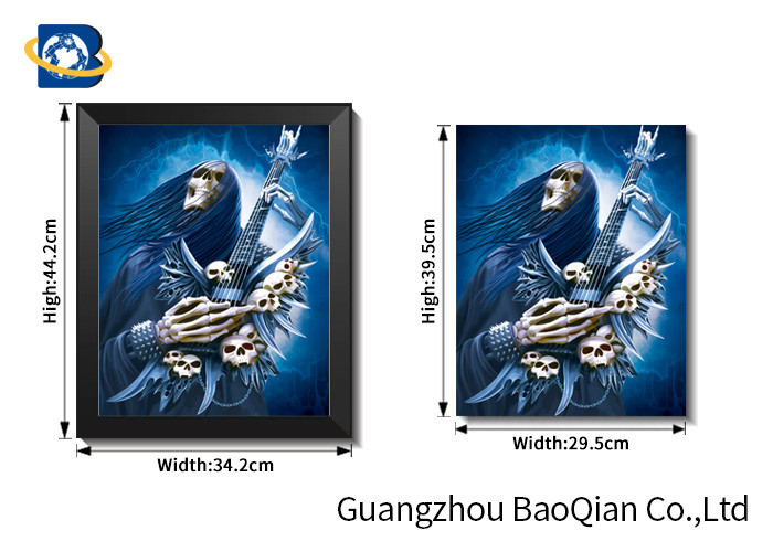 Amazing Skull 3d Picture With Black Frame , Depth 3d Stereograph Printing