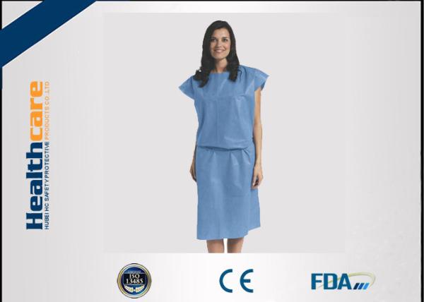 Short Sleeve Disposable Isolation Gowns Non Woven Heavy Blue Medline Gowns Anti