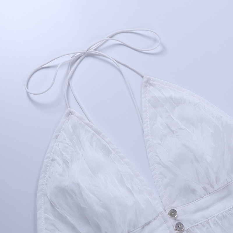 Summer Polyester Halter Women Crop Top White Black