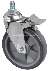 Quality Edl Chrome 5745-77 5&quot; 130kg Threaded Brake PU Caster for Heavy Duty Applications wholesale