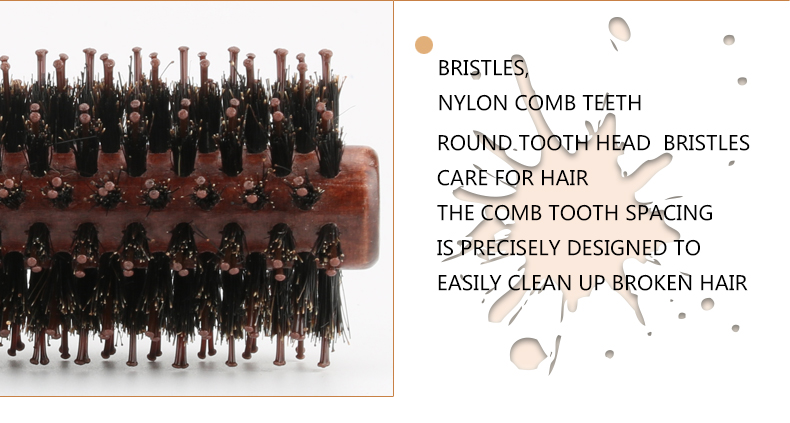 Natural Styling Anti Static Round Hair Curling Combs Set Of 3 With Wooden Handle