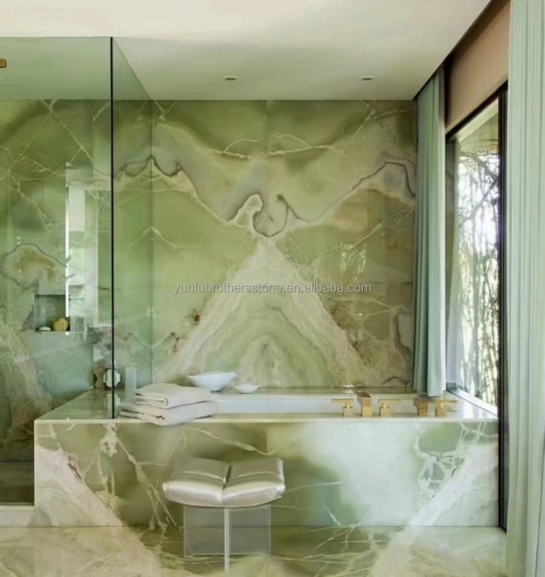 Exquisite Sapphire Green Onyx Marble Jade Stone Slab for Living Room Dining Bedroom
