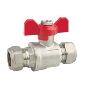 Quality 22mm 15mm Brass Compression Ball Valve With Butterfly Handle wholesale