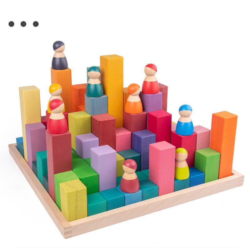 ISO9001 1001 Night Wooden Rainbow Stacker Toy Beech Rome Grimms